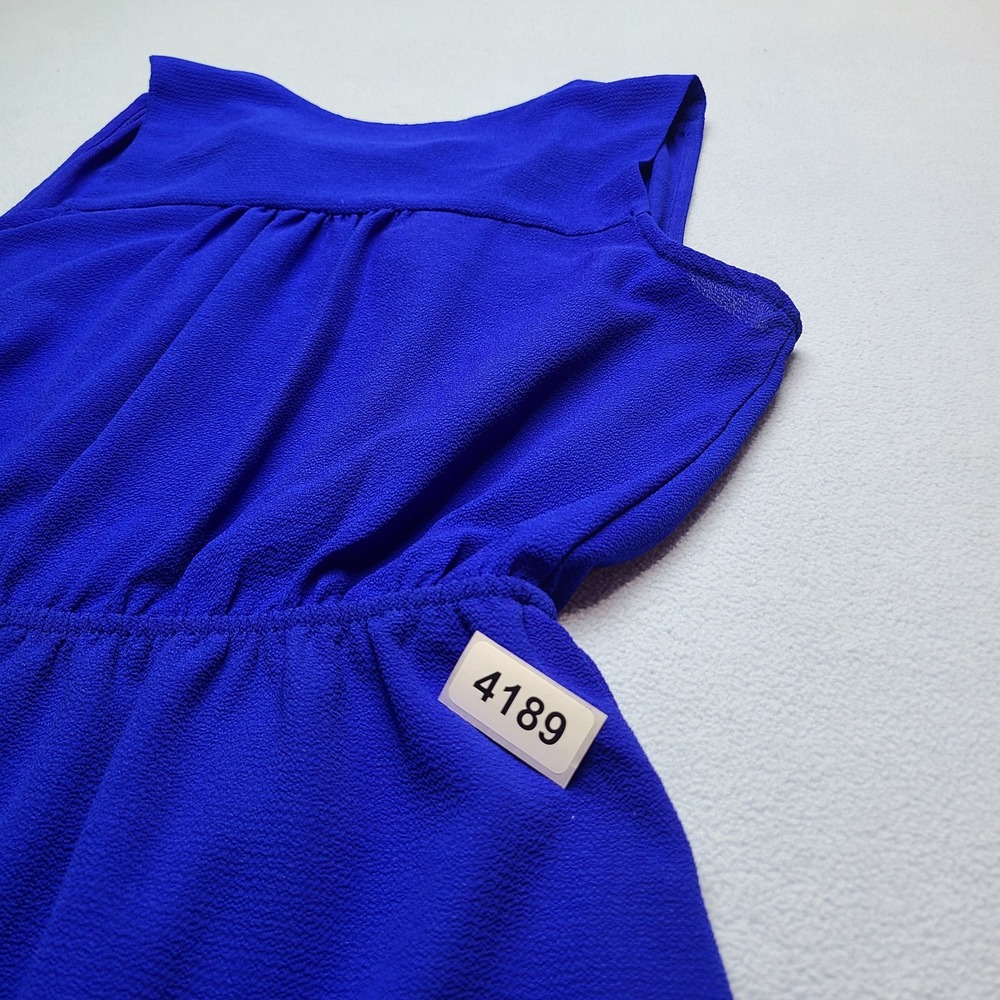 Monteau Fit and Flare Dress Womens Large Blue Excellent Sleeveless Crepe Pockets - Picture 10 of 10